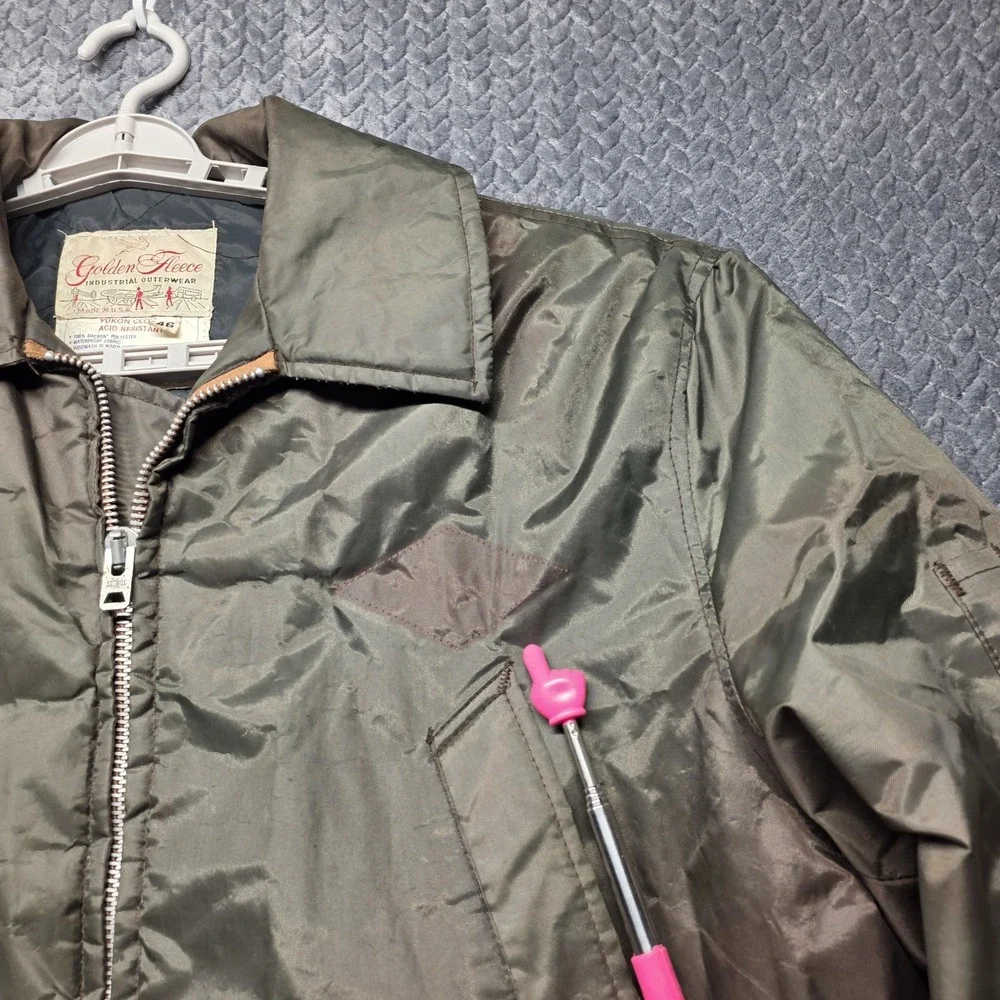 VTG Golden Fleece Industrial Outerwear‎ Jacket Men's 46 Green Quilted Lined USA
